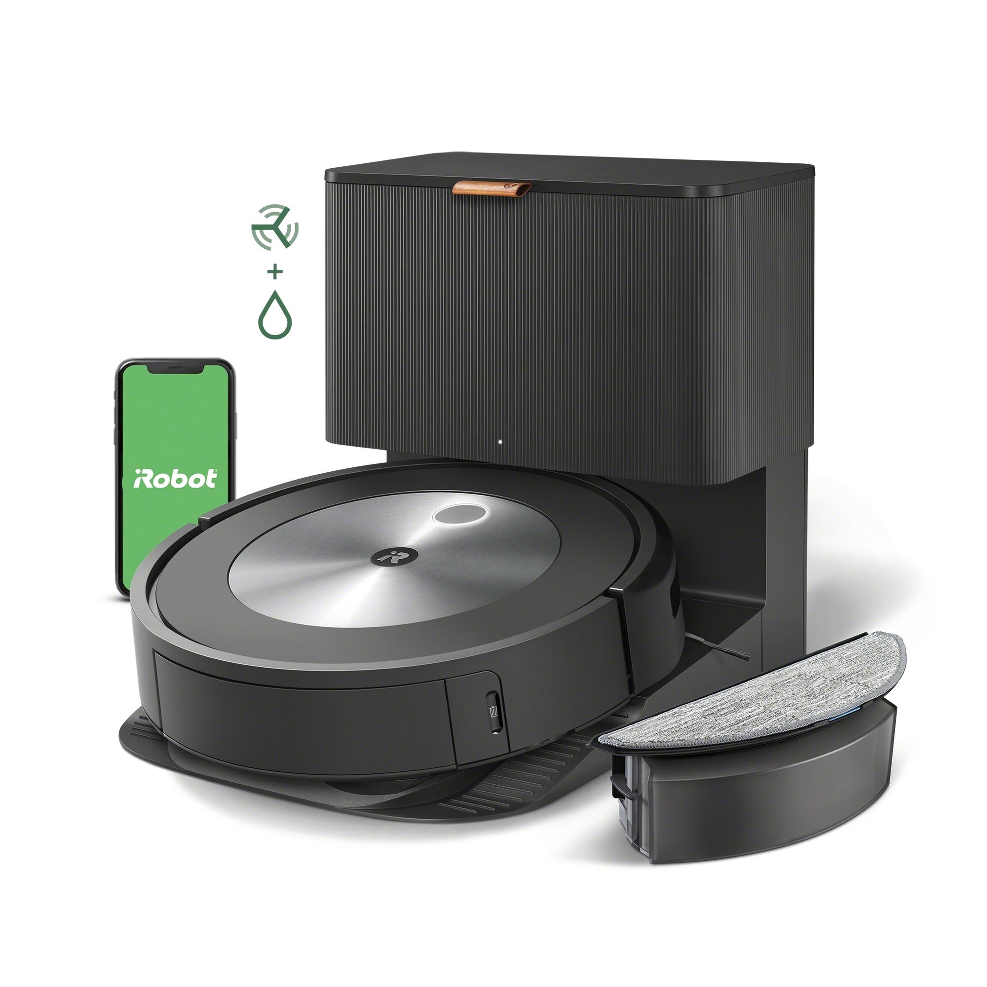 3. RoombaCombo_j5+_Accessory_MopBin_Graphite_Photo_Studio_CleanBase_LeftFacing_MopBin_Underside_Icons_Phone_4000x4000